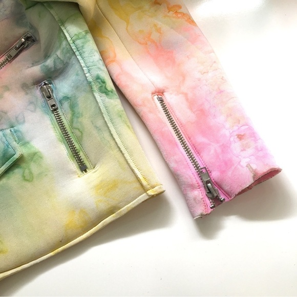 RARE UNIF I Dye Rainbow Neoprene Moto Jacket - Picture 14 of 16